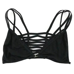 Black‎ Triangle Bralette Size XS Sporty T Shirt Bra Summer V Neck Bralette